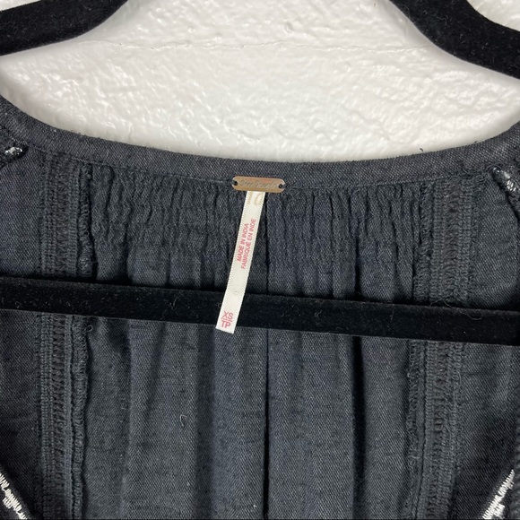 Free People All My Life Embroidered Black Smocked Long Sleeve Mini Dress XS - Picture 5 of 14